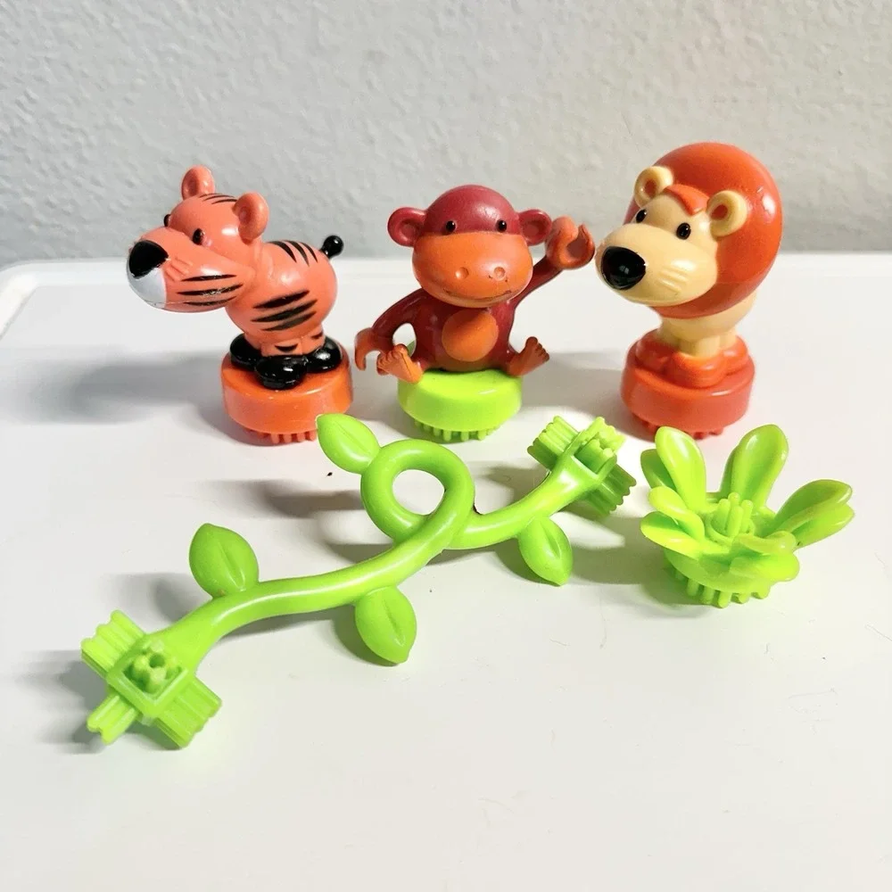 Battat Bristle Blocks Jungle Adventures Animals Lot Tiger Lion Monkey Vine